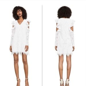 BCBG Maxazria Marian cold shoulder white lace dress M